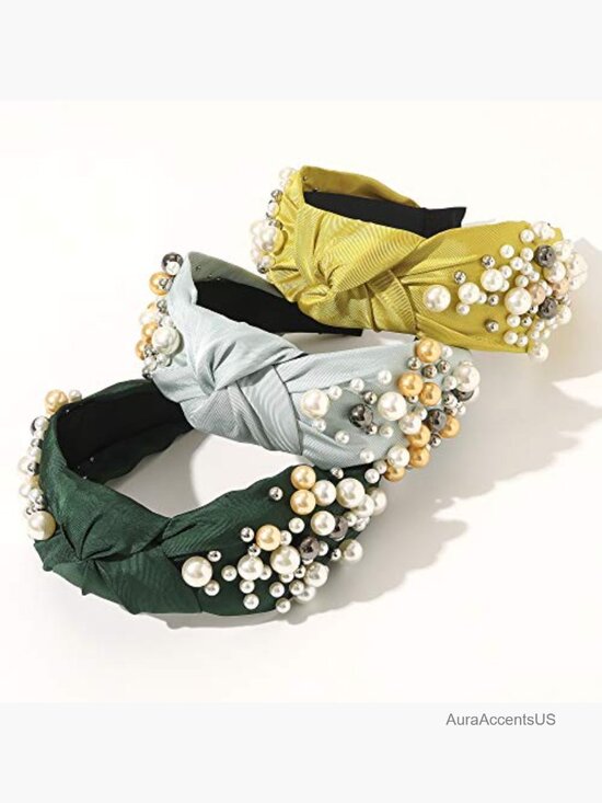 6 Pack Padded Knotted Pearl Headbands Non Slip Hair Accessory Gift main image 4
